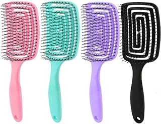 فرشاة شعر منحنية مجوفة من النايلون محمولة لتدليك فروة الرأس