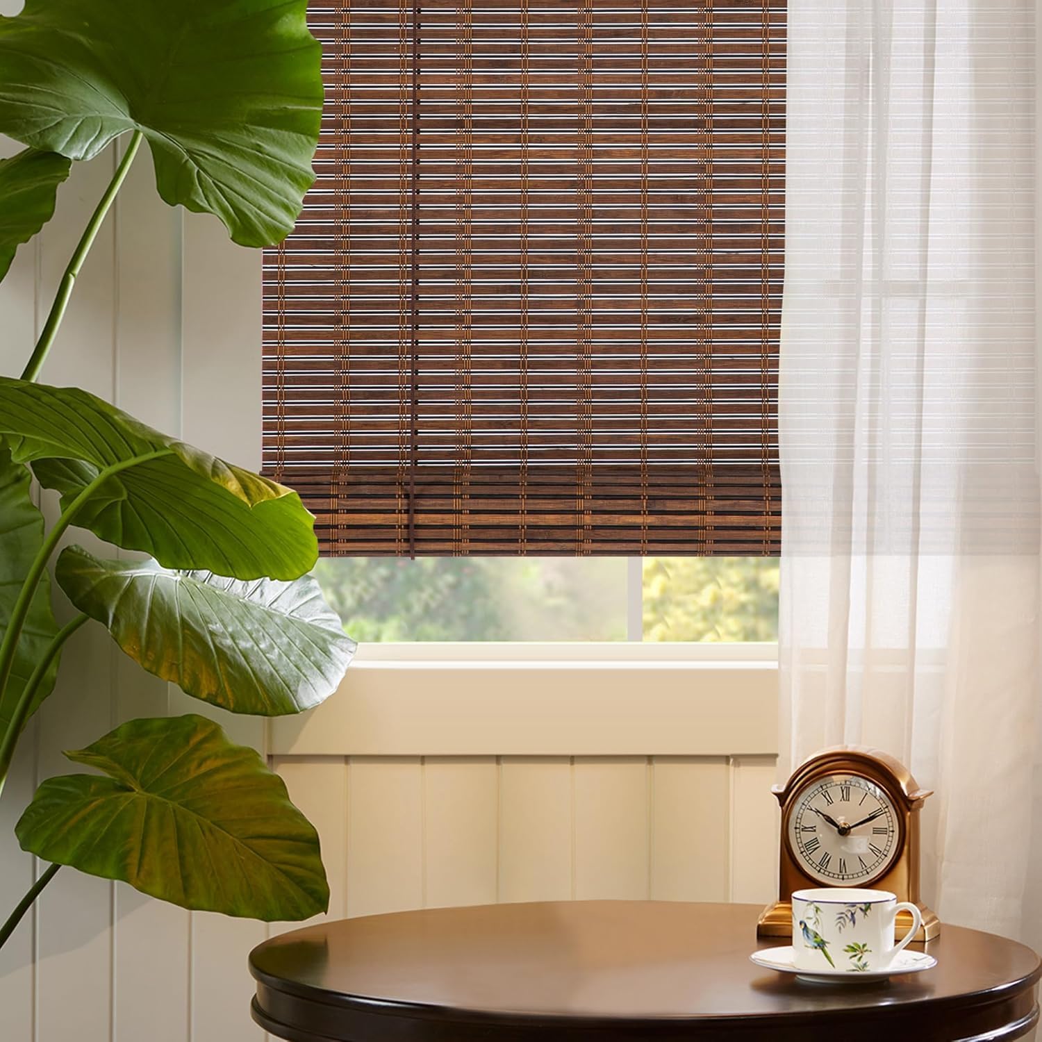 N / A Bamboo Wooden Roll Up Blinds, Window Sun Blade Privacy Drape 24 X 72 Inches