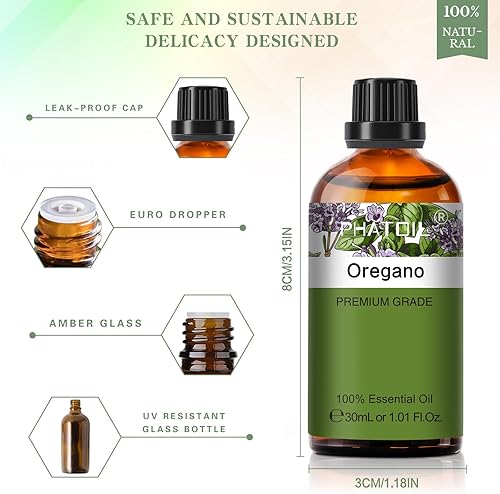 Miniatura 5 de Aceite esencial de orégano de 1.01 onzas líquidas, aceites puros de aromaterapia para difusor, humidificador, perfecto para hacer jabón, velas,