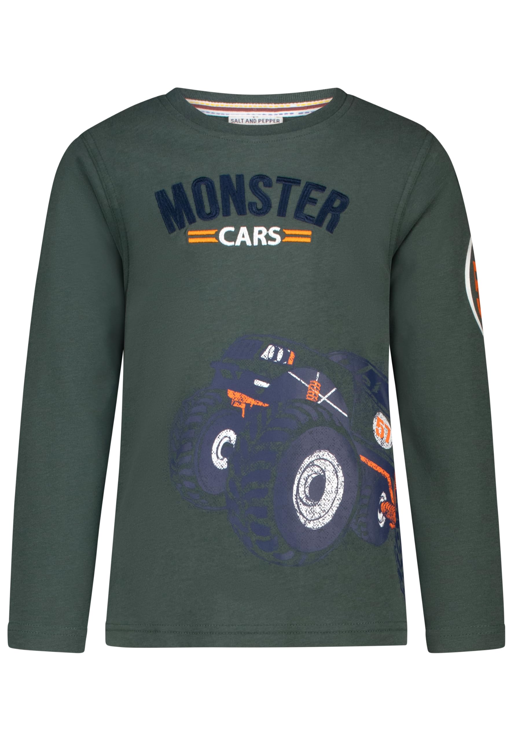SALT AND PEPPER Jungen Langarmshirt mit Monster Truck Stick-Applikation T-Shirt