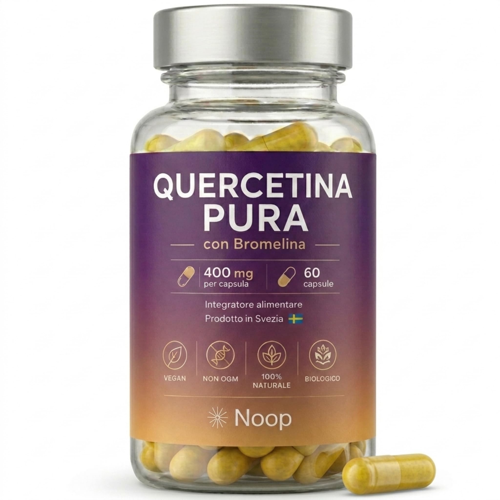 NOOP Quercetina estratto di frutta ad alto dosaggio con bromelina – Booster immunitario naturale e antiossidante per una maggiore vitalità, migliore assorbimento – vegano e test di laboratorio