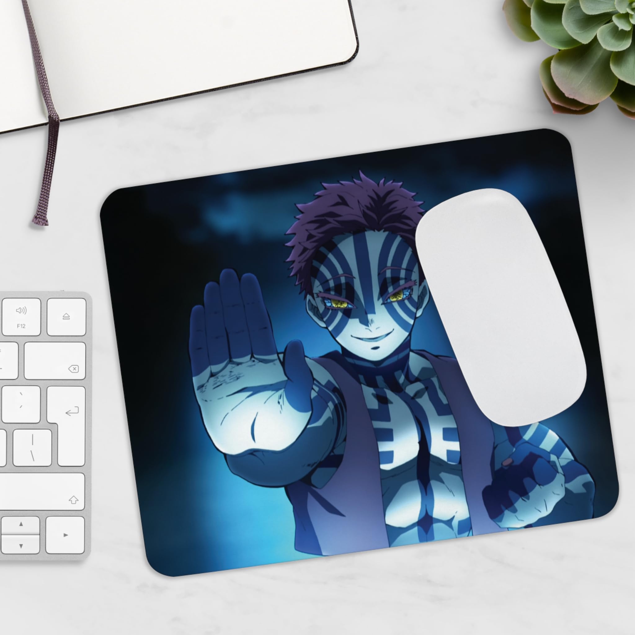 Gifting Domus Anime Mouse Pad, Akaza - Demon Slayer Manga, 9x7.5 Inches, 3mm Thick, Anti-Skid Rubber Base - Includes 10 Free Vinyl Stickers - Best Gift for Akaza Fans-image-6