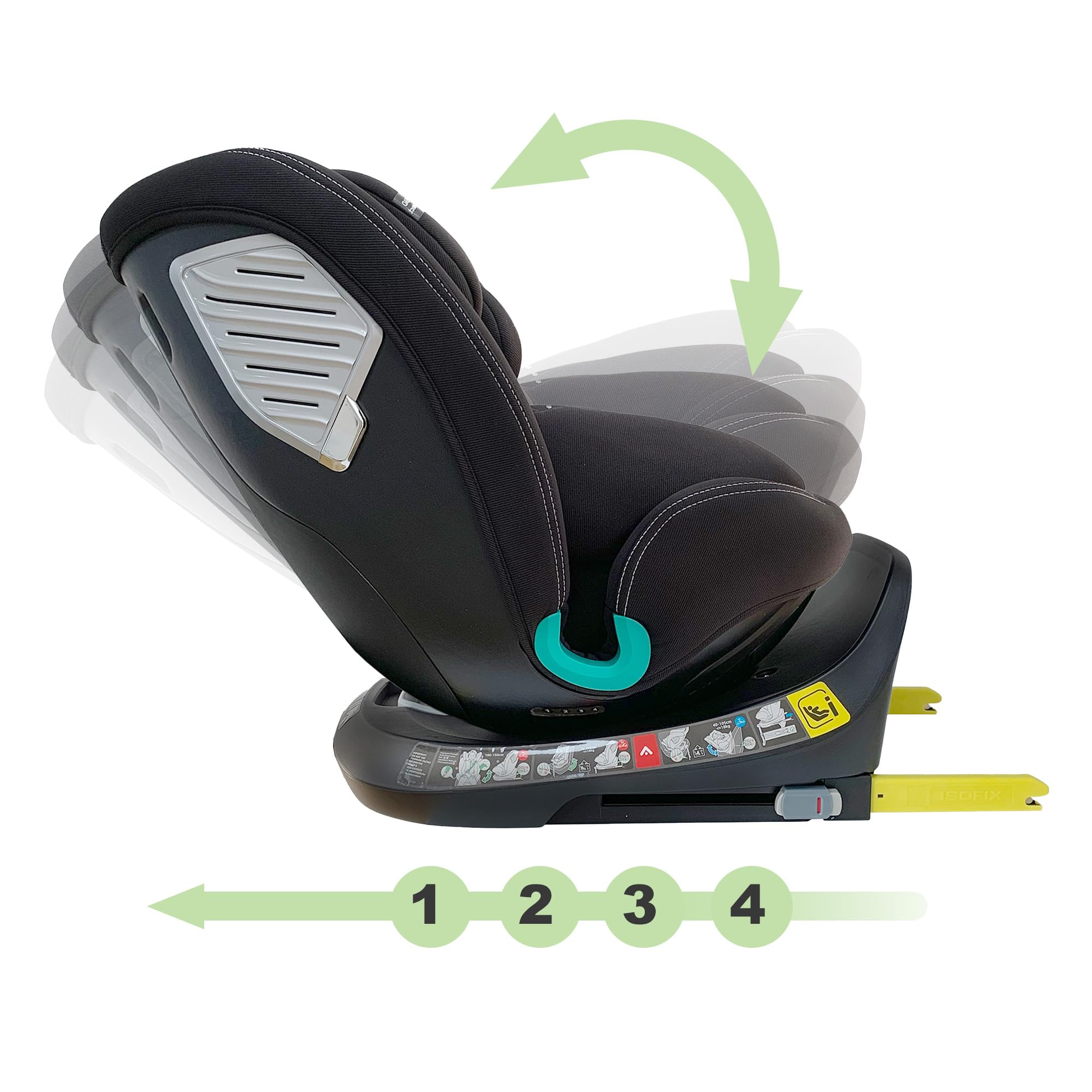 XOMAX G409 IOT Asiento infantil giratorio 360°, ISOFIX I crece, 0 – 36 kg, 0 – 12 años, grupo 0+/1/2/3, arnés de 5 puntos, cinturón de 3 puntos, funda lavable I ECE R129