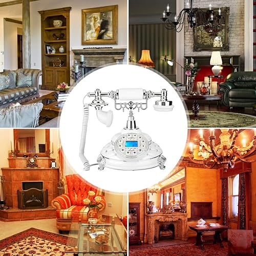 Miniatura 3 de Teléfonos Retro Fijo, Tipo de la UE Retro Landline Silver Plated Home Office Teléfono, Soporte y DTMF Retroiluminación Identificador de llamadas,