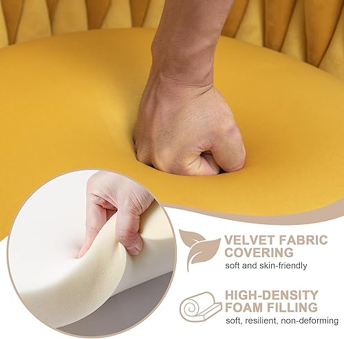 Miniatura 5 de Kiztir Juego de 2 sillas de comedor de terciopelo, sillas de comedor tapizadas con patas de metal dorado, sillas de comedor copetudas de lujo para