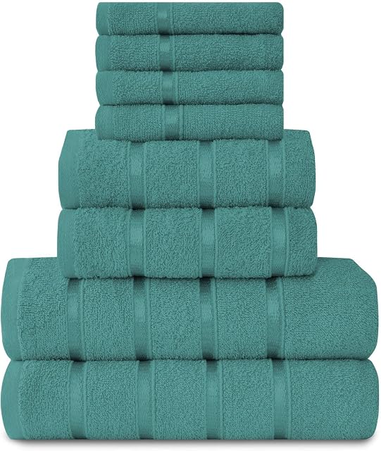 GC GAVENO CAVAILIA Super Soft Towel Bale Set - 8 Piece Egyptian Cotton Towels - Quick Dry Highly Absorbent Bathroom Towel Teal - (4 Face Towel + 2 Hand Towel + 2 Bath Towel)
