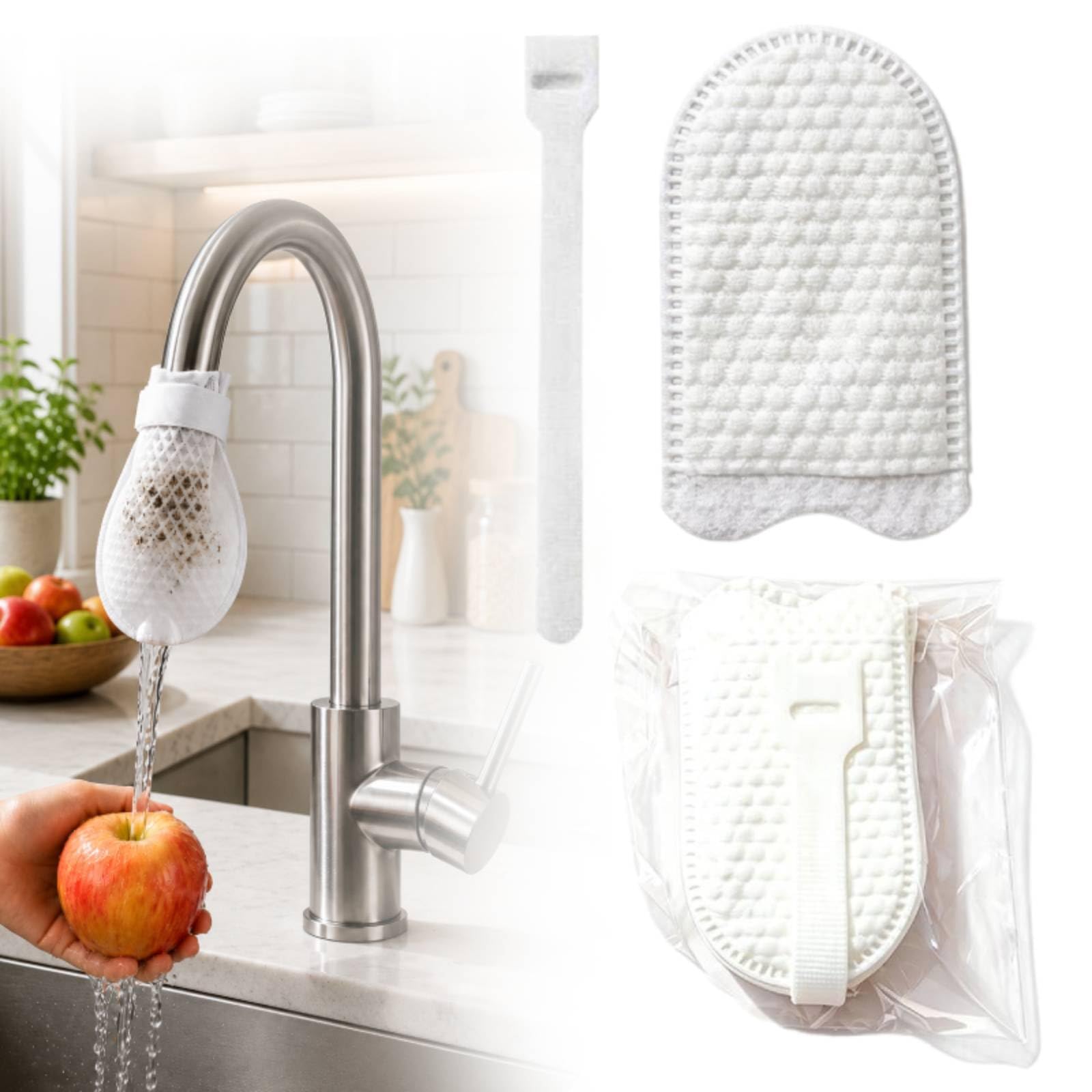 Faucet Filter Bag,100 Pcs Cotton Tap Water Filter for Kitchen Sink, Splas-h-Proof Non-Woven Material for Filtering Rust, Silt and Sediment, Groundwater Purifier for Home and Bathroom Daily Use