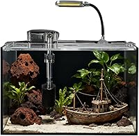 AQUA DAREN 2.5 Gallon Betta Fish Tank Starter Kit with LED Light, Quiet Filter, Lid - Compact Desktop Aquarium 11.8x7x8in