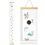 Mibote Baby Growth Height Chart Handing Ruler Wall Decor for Kids, Canvas Removable Height Growth Chart 79 x 7.9 (Letters)