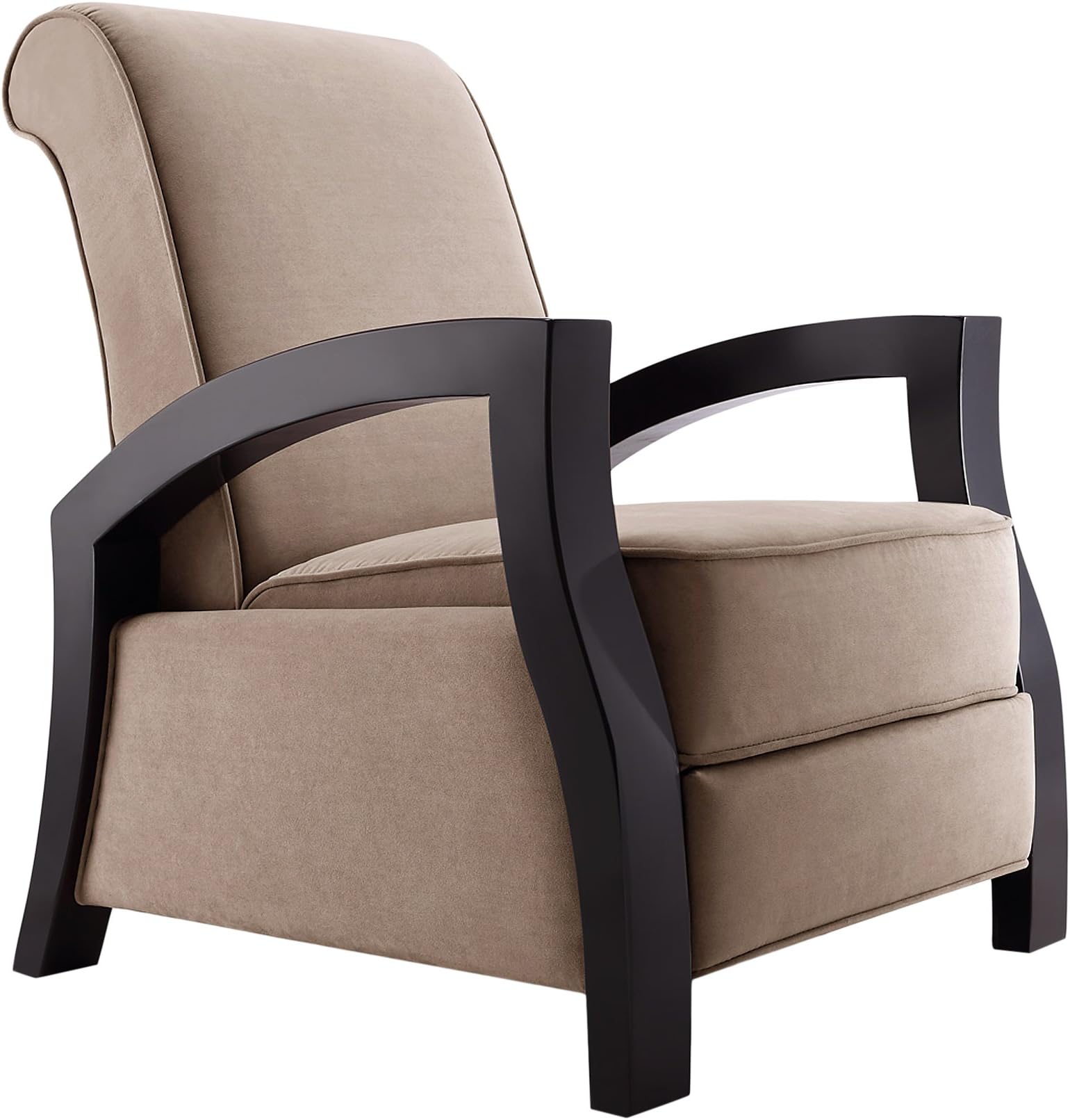 Artiva USA "Kuta Solid Wood Java Black Premium Brown Microvelvet Recliner, Brown, A05102BR