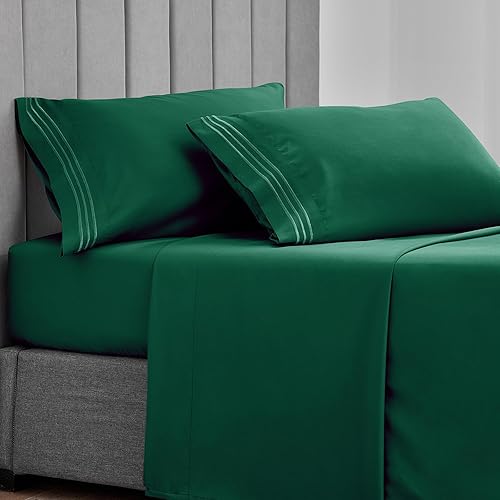 Miniatura 3 de CozyLux Juego de 2 fundas de almohada King de lujo serie 1800 de microfibra de doble cepillado bordadas, paquete de 2 fundas de almohada de 20 x 40