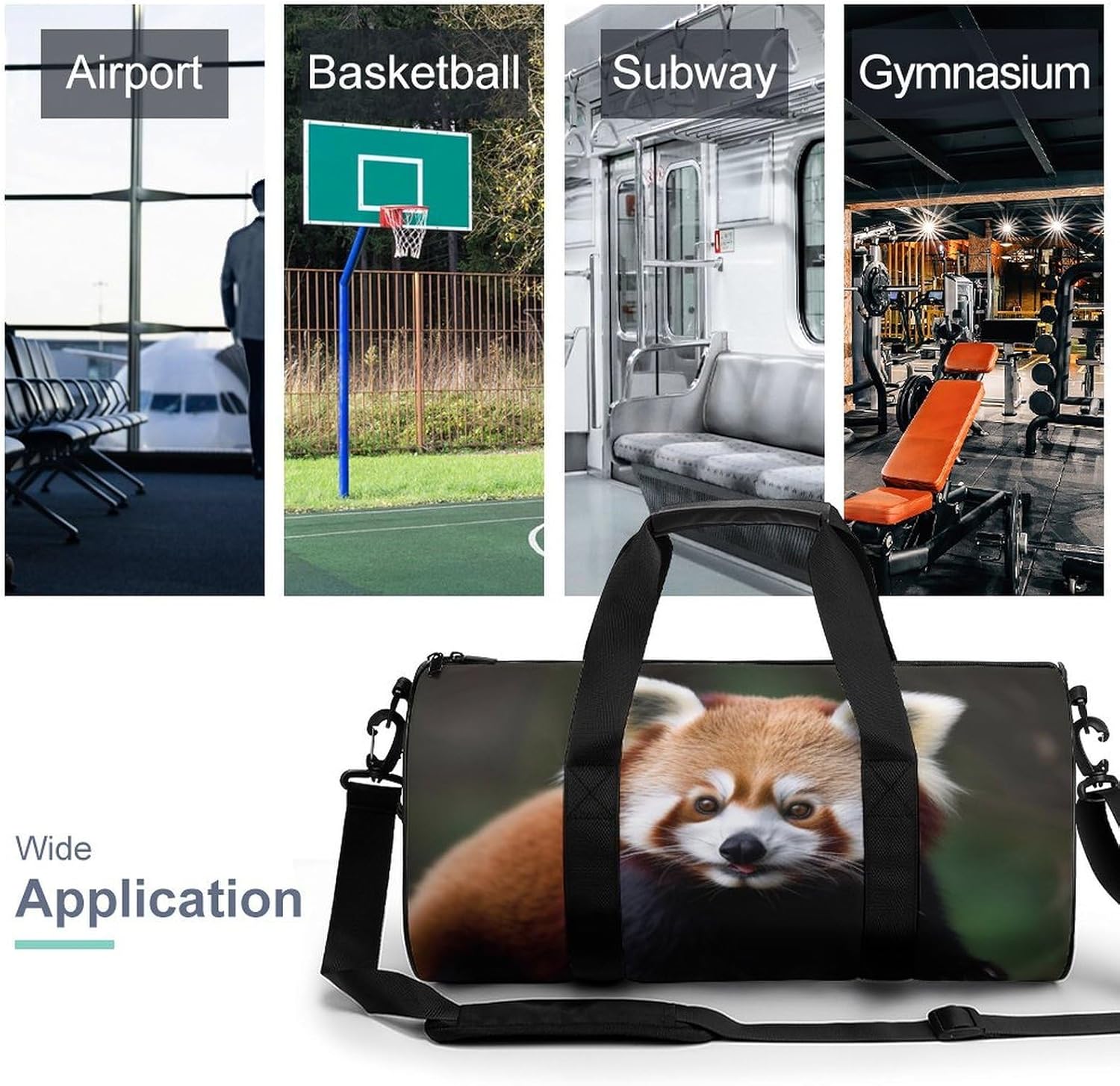 Sports Gym Bag for Women Men Travel Duffel Bag Tote Weekender Bag Animal Red Panda Carry on Overnight Bag for Travel Swimming Fitness Workout Sports Duffle Bag