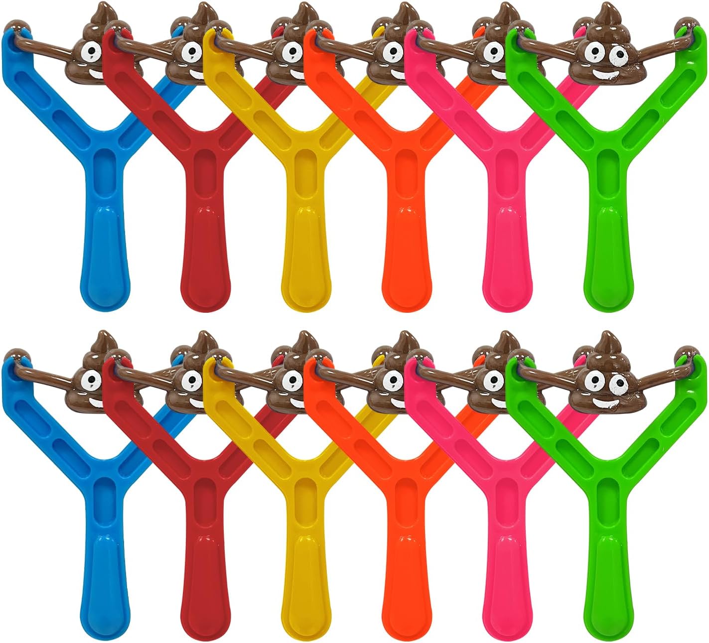M.best 48pcs Poop Slingshot Flying Toys Bulk, Sticky Rubber Flying Shooting Game Toy,Novelty Party Favors Funny Gifts for Kids Easter Christmas Birthday Goodie Bag Stuffers