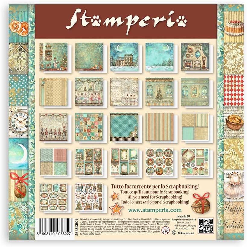 Stamperia - Scrapbook Paper Pad for Scrapbooking, Albums, Card Making, Bullet Journalling and More, Acid Free, Single Face, Perfect for Hobbies, Crafts, and Gifting (The Nutcracker) (20.3 x 20.3 cm)
