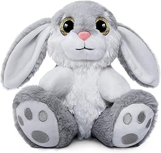 Plush Bunny Rabbit Stuffed Animal, 8.5" Bunny Plush with Floppy Ears, Huggable & Washable, Baby Stuffed Animals Plush Toy for Girls Boys Kids Friends Birthday Gifts (Gray)