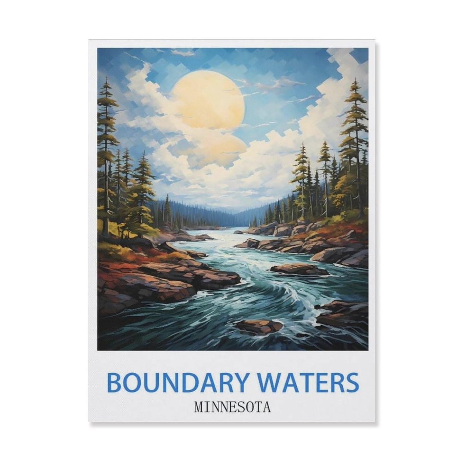 Boundary Waters Minnesota，Paint by Number DIY Oil Painting Paint by Numbers Kits for Adults Beginner Canvas Acrylic Arts Craft for Home Wall Decor Drawing(20x30cm-S18