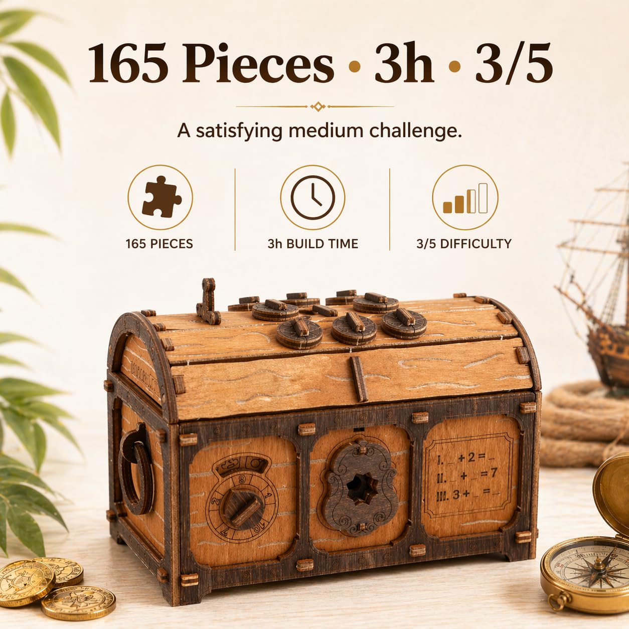 WOODEN.CITY Puzzle Box Treasure Chest, Caja Misteriosa, Puzzle 3D de Madera, Juego de Escape Room, Rompecabezas Interactivo, Caja Secreta Japonesa, Rompecabezas para Adultos, Regalo Original.