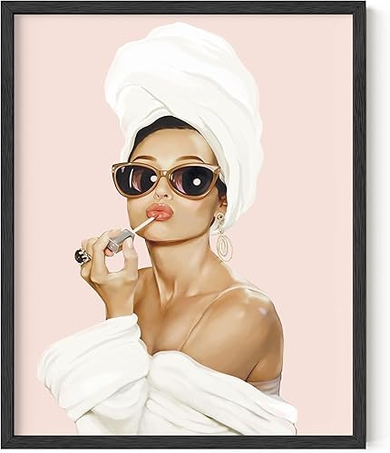 HAUS AND HUES Audrey Hepburn - Arte de pared de moda  Póster de Audrey Hepburn Hollywood  Impresiones artísticas individuales de mujer famosa (marco