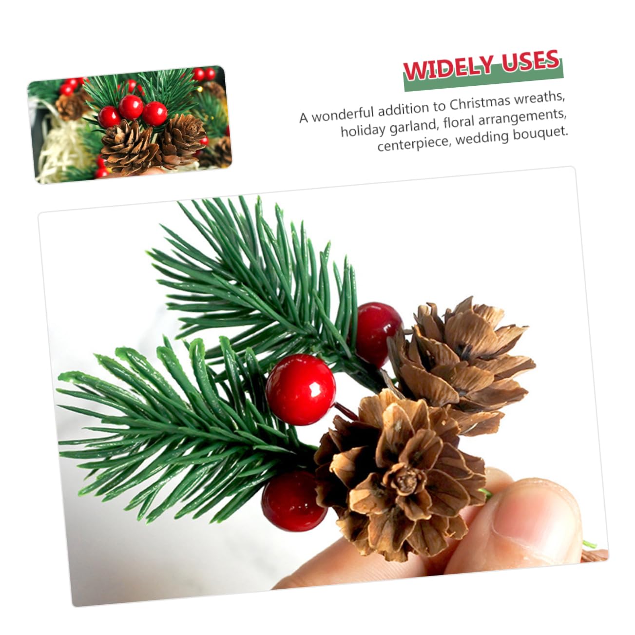 Abaodam 60piezas Adornos Navideños De Ramas De Pino Artificial Rojas para Decoración De Árbol Guirnaldas y Manualidades De Navidad