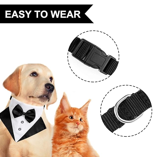 Foto 4 de 7 de WANDIC Bandana de Esmoquin para Perro, 1 Pieza Ajustable para Boda