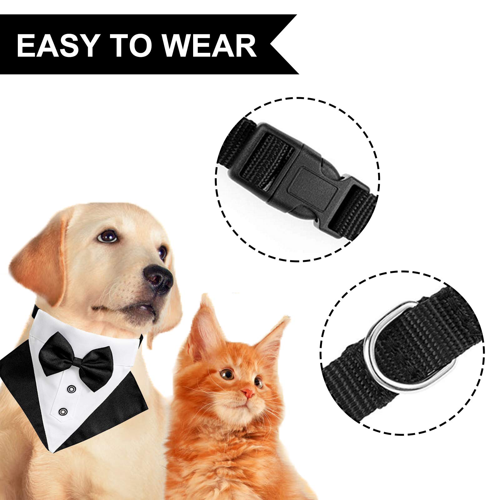 WANDIC Bandana Collare Smoking per Cani Regolabile 1 Pezzo Formale Matrimonio