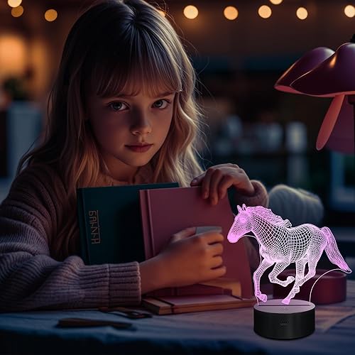 Miniatura 7 de Regalos de caballos para niñas, luz nocturna de caballo, lámpara cambiante de 16 colores con control remoto, regalo de Navidad, cumpleaños,