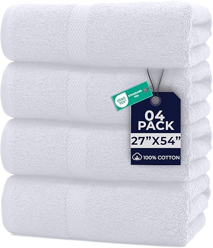 Vista 104 de DAN RIVER Juego de 4 toallas de baño, 27 x 54 pulgadas, 100% algodón, más grandes y ligeras, de secado rápido, súper suaves y absorbentes, toallas