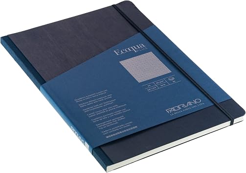 Fabriano Ecoqua Plus Fabric-Bound Notebook, 8.3 x 11.7, A4, Dotted, Navy