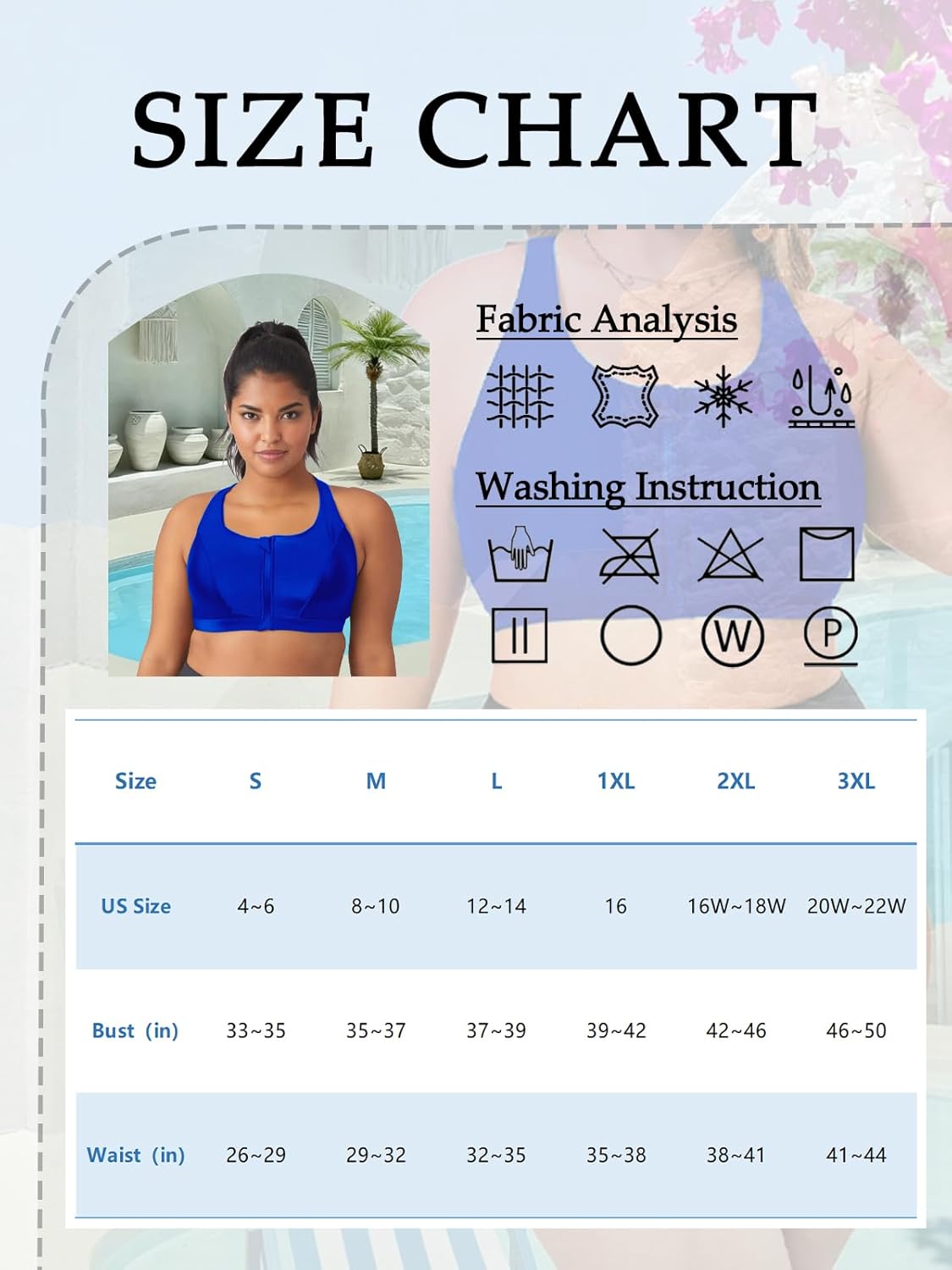 Womens Sports Bra Bikini Top for Large Bust Push Up Swim Tops Bathing Suit Bra Swimsuit Top - Image 5