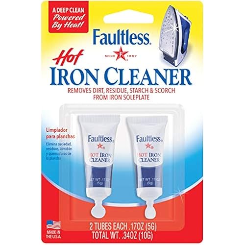 FAULTLESS Hot Iron Cleaner, Non-Toxic Steam Iron Cleaner, Removes Melted Fabrics, Glue, Hard Water, Lime Deposits & Starch - 2 X 0.17 oz Tubes Blister Packs