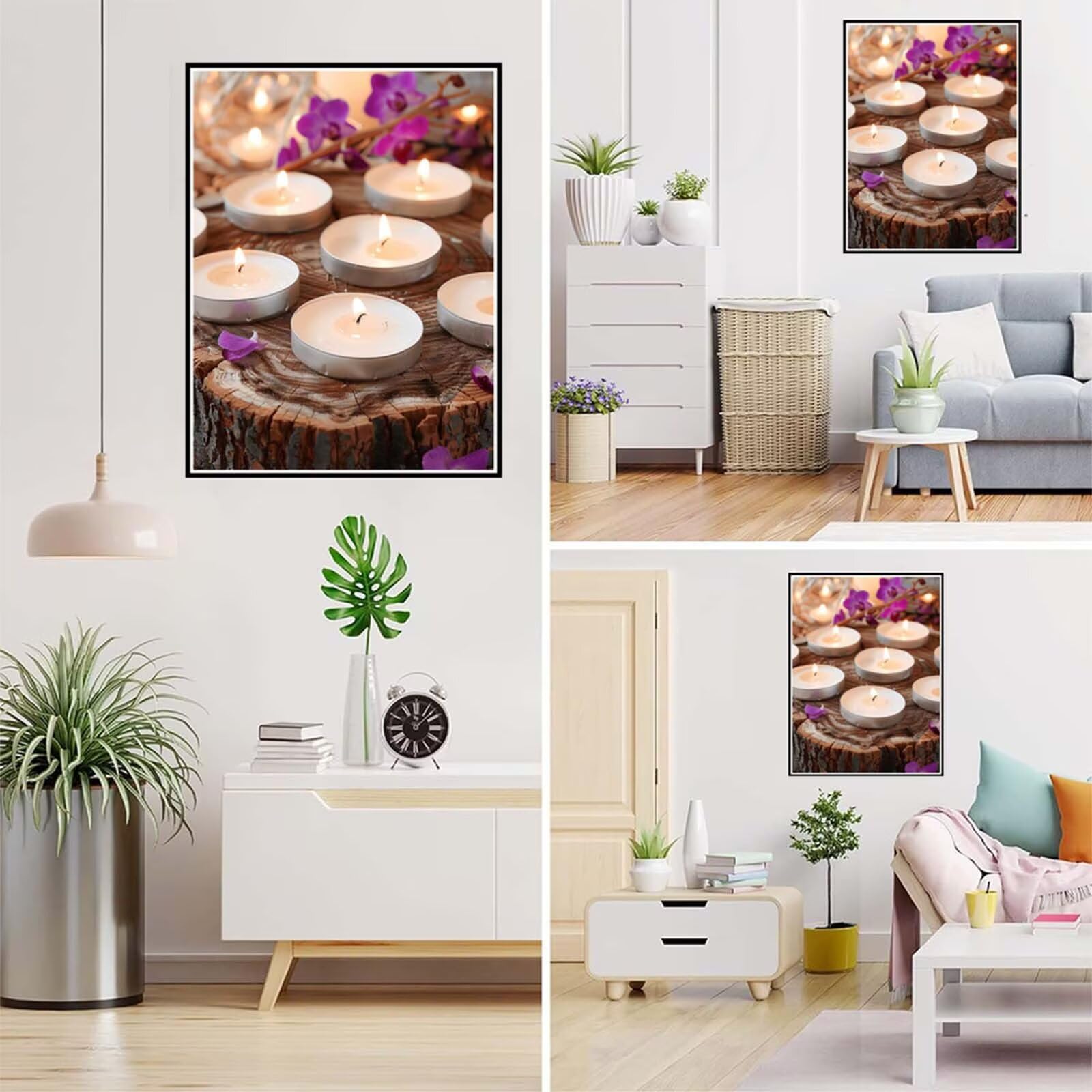Diamond Painting Blume Malen Nach Zahlen Erwachsene, 5D Diamant Painting Bilder Kerze Diamond-painting Mosaikherstellung Bastelset Kinder ab 6 Jahre, Deko Wohnzimmer, Mädchen Geschenke 70x100cm 6X-633