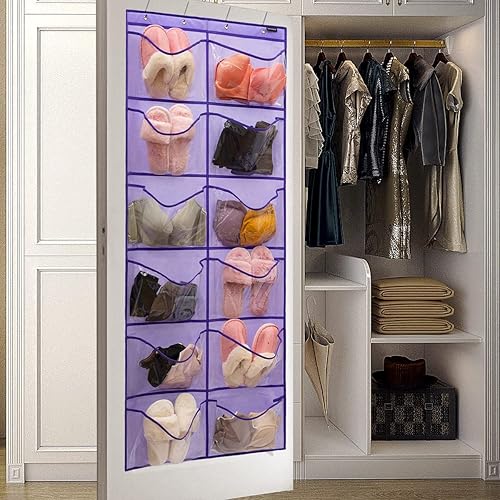 Miniatura 4 de Organizador de zapatos con bolsillos extra grandes, organizador colgante para dormitorio, almacenamiento de zapatos, baño, zapatero con 12 bolsillos