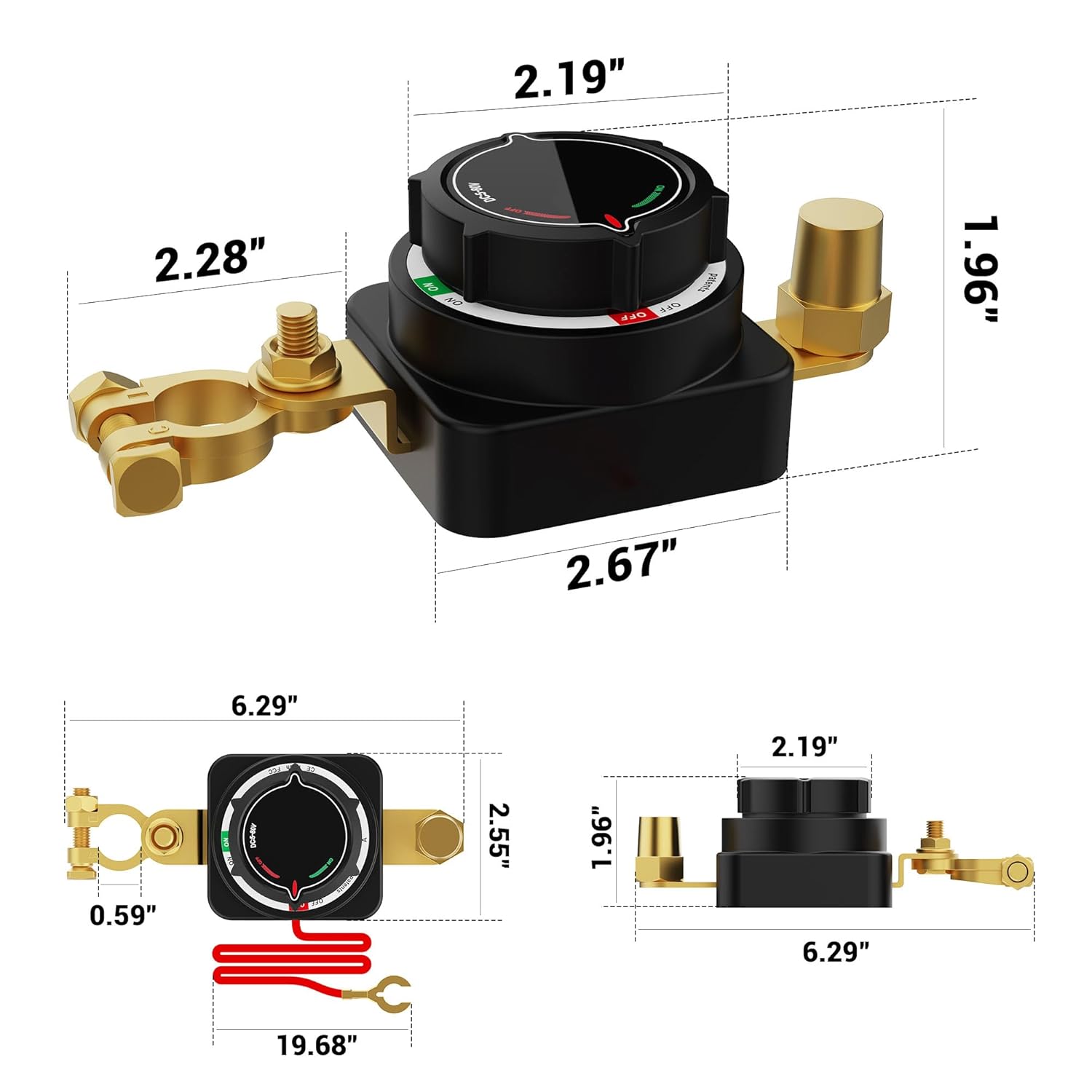 Battery Disconnect Switch with Voltmeter, DC 5-80V Master Isolator On Off Kill Switch Power Cut/Shut Off Switch for Car Truck Marine Boat RV Camper Trailer