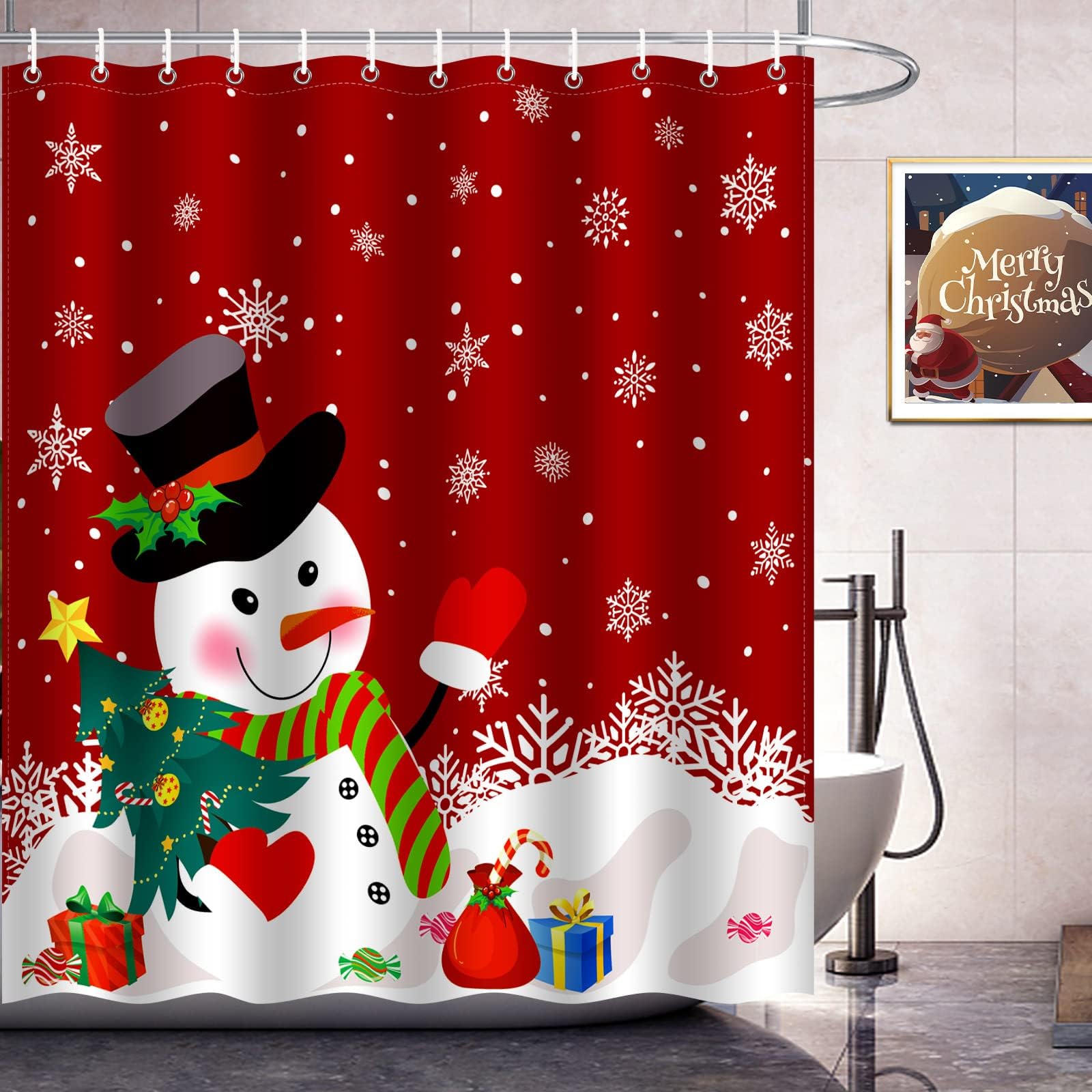Christmas Decorations Shower Curtains for Bathroom, Xmas