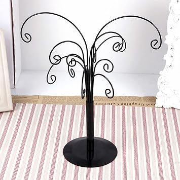 Ornament Tree Display Stand Rotating Decor, 10.6 Inch Decorative Black Iron Art Tabletop Display Stand, Perfect for Ornaments, Glass Globes, Balls, Jewelry and Small Craft Items#1