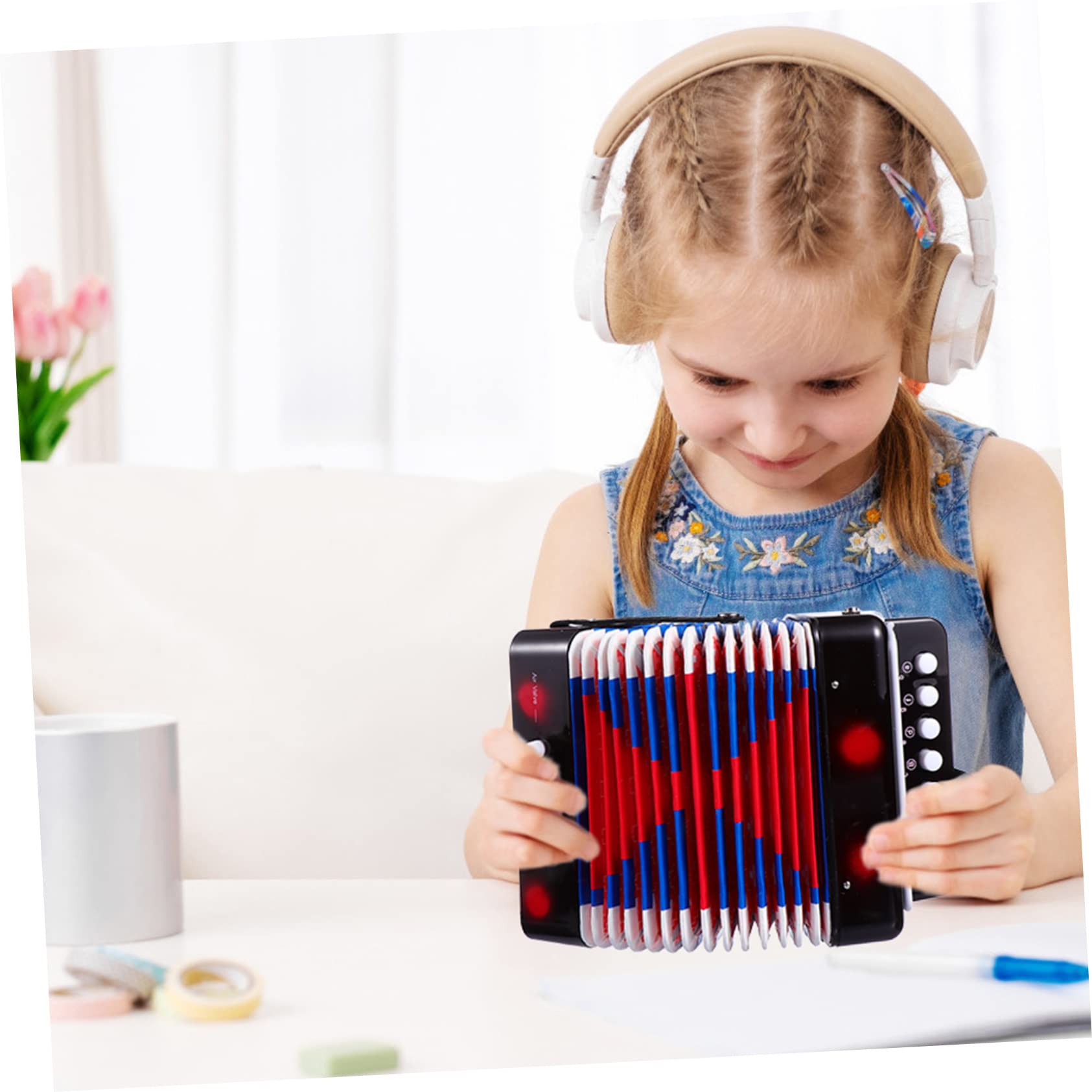 Yardwe Fisarmonica Mini per Ragazzo Ragazza Nero in Abs e Metallo Strumento Musicale Educativo per Pratica Musicale e Miglioramento Cognitivo Giocattolo Professionale