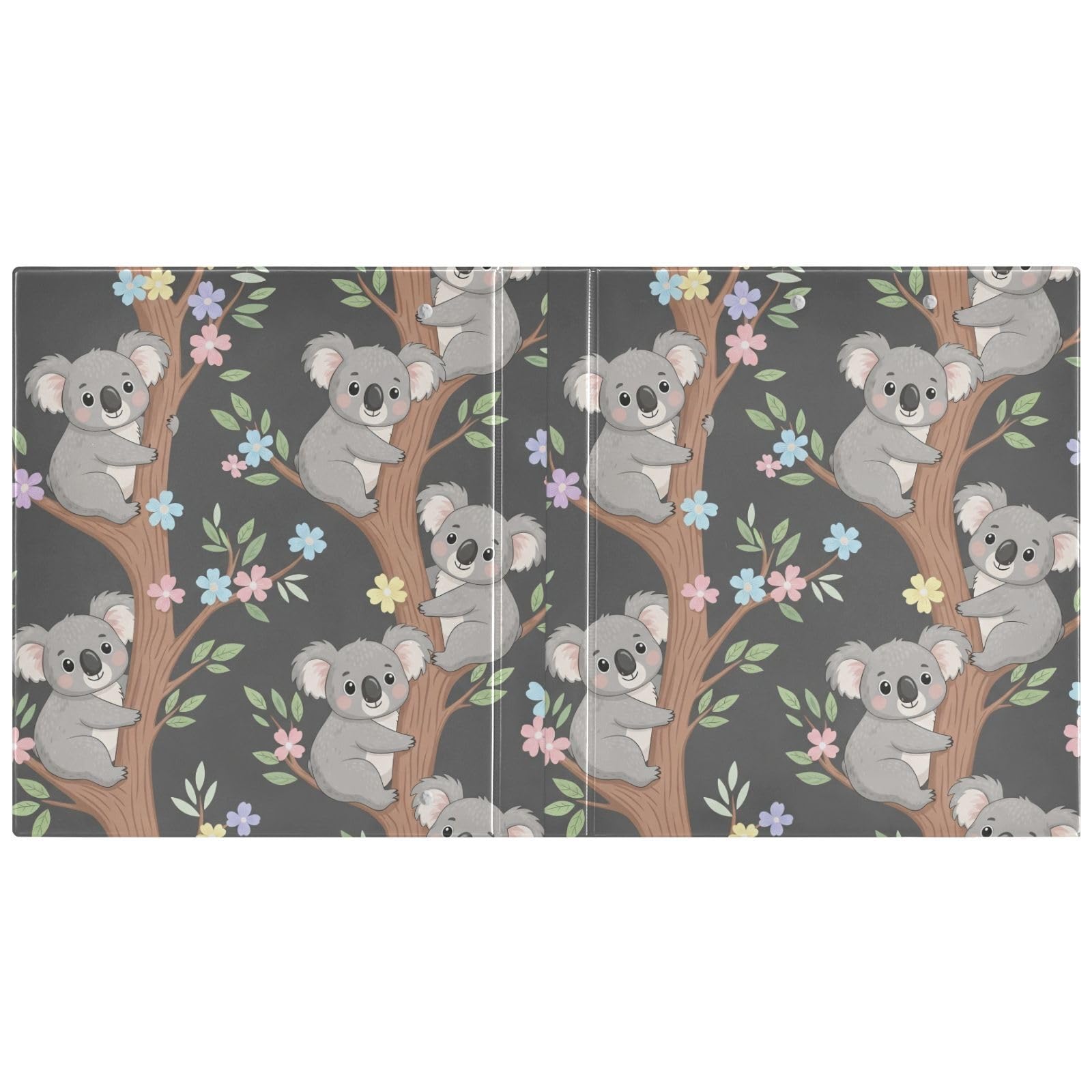Raccoglitore a 3 anelli con motivo koala, con portablocco, confezione da 2