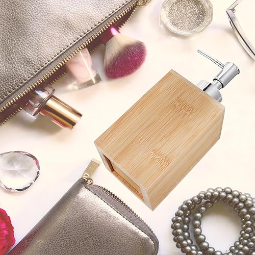 Miniatura 6 de Cabilock Dispensador de jabón de manos de bambú, dispensador de jabón líquido recargable, dispensador de loción, botella dispensadora de loción para