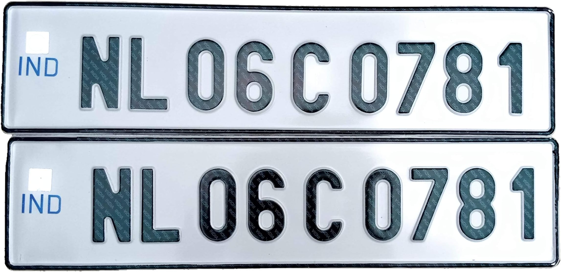 IND Car Number Plates with buyer's Four Wheeler Number and Embossed_Standard Size White | Read Description to Place Order |Front and Back|