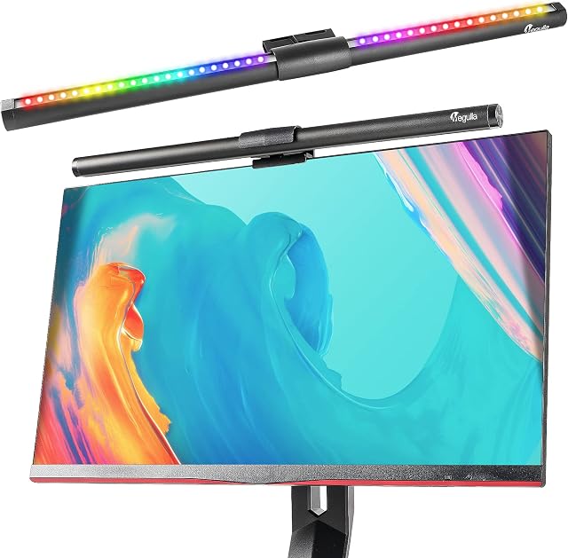 Monitor Light Bar, Megulla USB Powered Computer Lamp Bar with Stepless Dimmer and Hue Adjustment, e-Reading LED Task Lamp for Eye Caring, Space Saving Home Office Desk Lamp