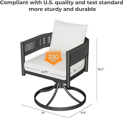 Miniatura 6 de Grand patio - Juego de 2 sillas de comedor para exteriores, 2 piezas de sillas de comedor de patio, sillas giratorias de mimbre entretejido de metal