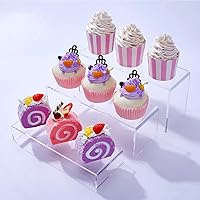 Vista 8 de Elevadores de acrílico negro de WEITELAI para exhibición, 3 piezas de elevadores de exhibición de acrílico para postres de comida, cupcakes