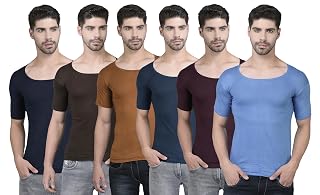 Dollar Lehar Combed Cotton Men's Multicolour Vest - Pack of 6 - Actual Colour May Vary