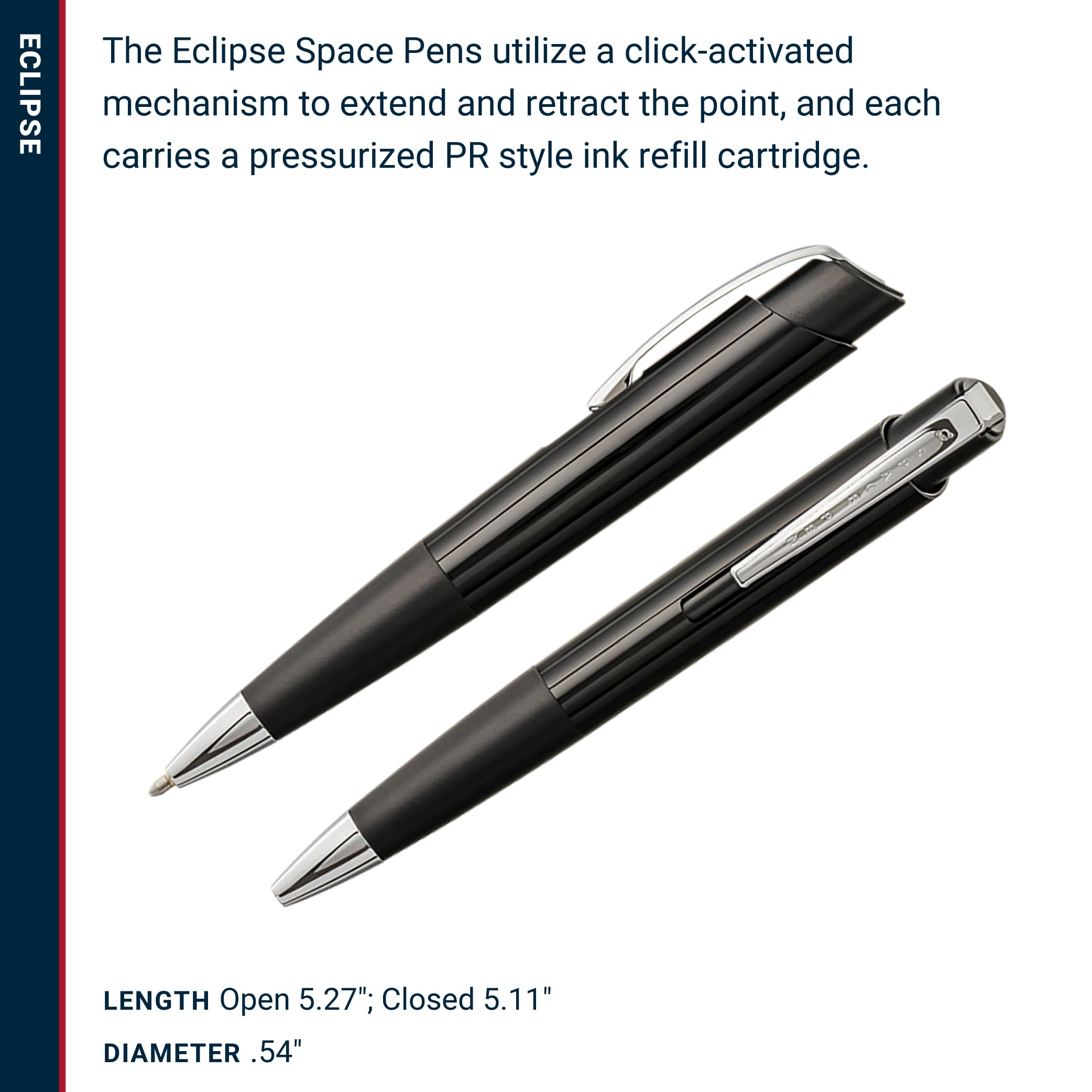 Fisher Space Pen Eclipse Space Pen Ballpoint Black Ink Shiny Black Pocket Clip — view 6