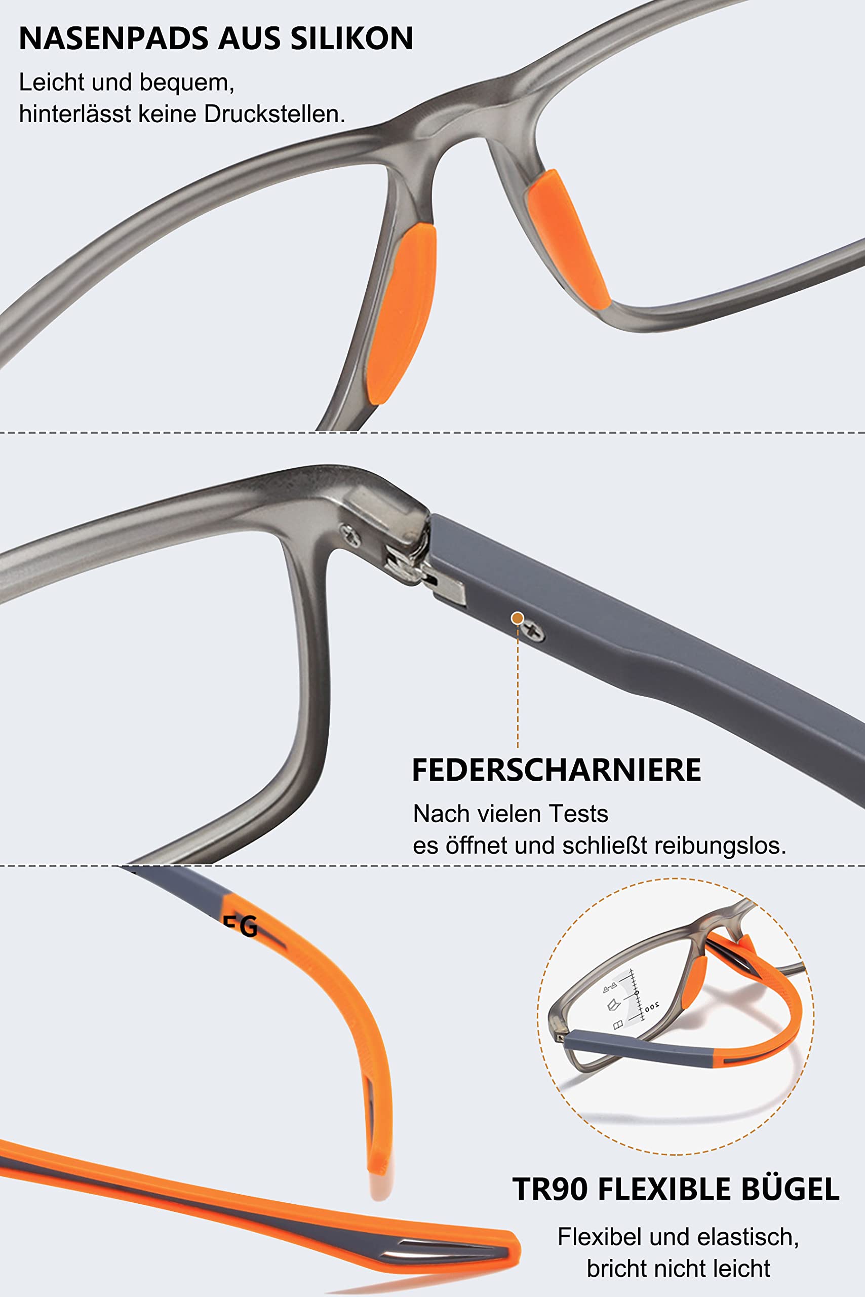 Fotochromowe okulary przeciwsłoneczne do czytania męskie damskie progresywne wieloogniskowe okulary przeciwsłoneczne do czytania sportowe prostokątne lekkie okulary blokujące niebieskie światło (Colo