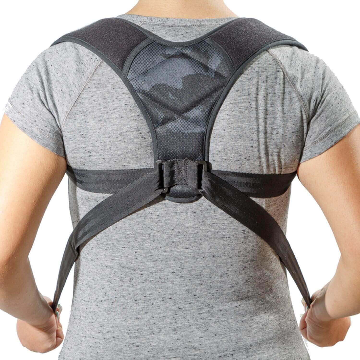 Movibrace Posture Corrector Back Support Brace, Adjustable Shoulder Support, Black (XL/XXL)