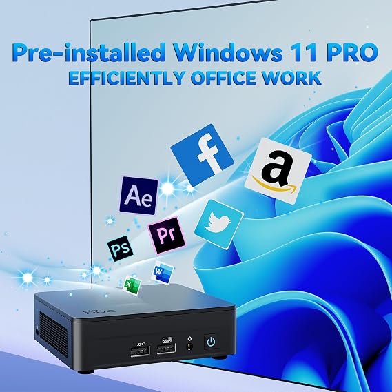 Intel NUC 13 Pro,NUC13ANKi3 Versatile Mini PC 8GB RAM&512GB SSD with Core i3-1315U Processor (6Core&Up to 4.5GHz Turbo,Intel Iris Xe Graphics) Support 4K/WiFi6E/BT5.3/Windows preinstalled