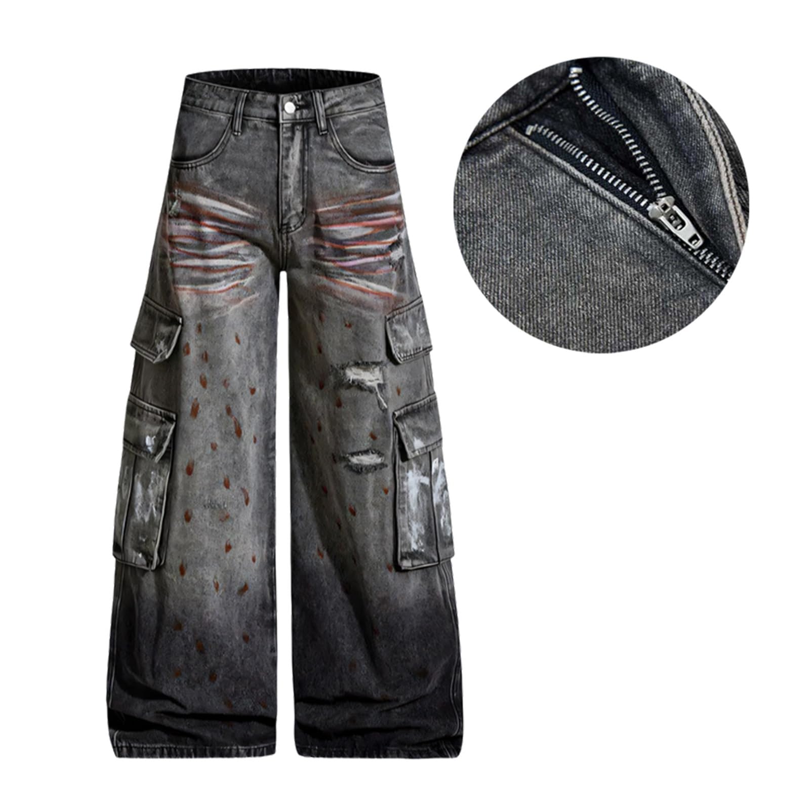 Unisex Boyfriends Gamba Larga Jeans Jeans Retro Larghi Denim Larghi Pantaloni Hip Hop Vita Media Jean Streetwear Unisex Graffiti Baggy Grunges Hiphop Streetwear Harajukus