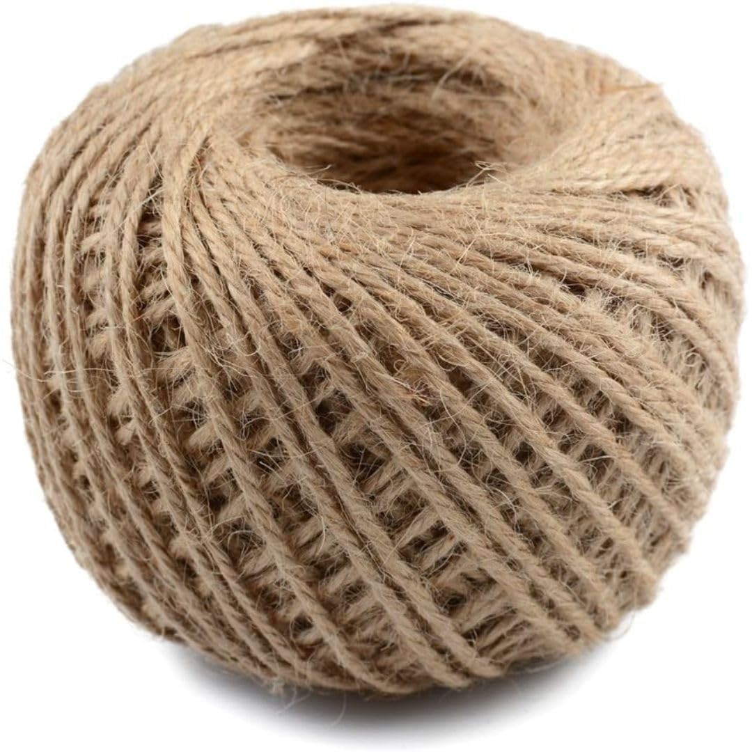 Natural Jute 50 Meters Twine String, Brown, Rustic Craft Cord for DIY Projects, Gift Wrapping, Gardening and Home Decoration (1 roll, 50 Meters)-image-42
