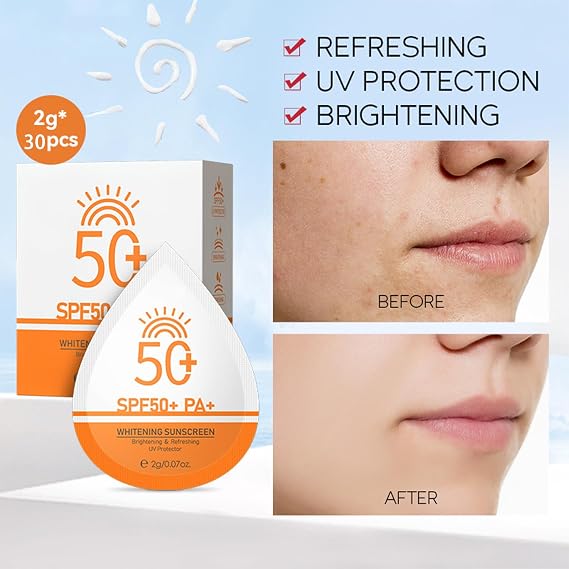 Mini Sunscreen Bulk, 30 Pcs SPF 50+ Mini Sunscreen Travel Size For Face & Body, Sunscreen Packets Party Favor, Bulk Sun screen, Waterproof & Non-Greasy, Perfect for Thank You Gifts & Beach Must Haves